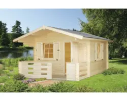 Gartenhaus Emma 10,4+4,2 m² inkl. Fußboden 330 x 460 cm natur