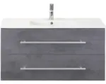 Hornbach Waschbeckenunterschrank Sanox Stretto Keramik 101x52x39 cm mit Keramikwaschbecken beton anthrazit
