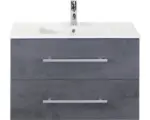 Hornbach Waschbeckenunterschrank Sanox Stretto Keramik 81x52x39 cm mit Keramikwaschbecken beton anthrazit