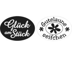 Labels "Glück am Stück", "Gutelaune Seifchen", 2 Stück