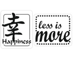 Labels "Happiness" + "less is more", 2 Stück