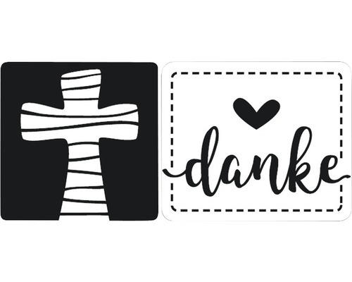 Labels Kreuz +"danke", 2 Stück