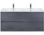 Hornbach Waschbeckenunterschrank Sanox Porto Keramik 57x121x51 cm mit Doppel-Keramikwaschbecken beton anthrazit
