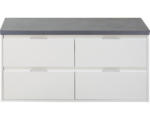 Hornbach Waschbeckenunterschrank Sanox Porto 59x120x50 cm mit Waschtischplatte 4 Schubladen weiß hochglanz/beton anthrazit