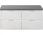 Hornbach Waschbeckenunterschrank Sanox Porto 59x120x50 cm mit Waschtischplatte 4 Schubladen weiß hochglanz/beton anthrazit