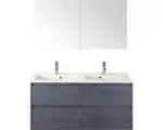 Hornbach Badmöbel-Set Sanox Porto Mineralguss 170x121x51 cm Doppel-Mineralgusswaschbecken 4 Schubladen beton anthrazit mit Spiegelschrank