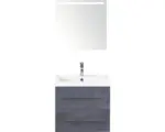 Hornbach Badmöbel-Set Sanox Straight Mineralguss 60x170x40 cm Mineralgusswaschbecken beton anthrazit mit LED-Beleuchtung