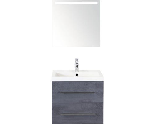 Badmöbel-Set Sanox Straight Mineralguss 60x170x40 cm Mineralgusswaschbecken beton anthrazit mit LED-Beleuchtung