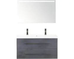 Badmöbel-Set Sanox Straight Mineralguss 100x170x40 cm Doppel-Mineralgusswaschbecken beton anthrazit mit LED-Beleuchtung