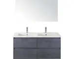 Hornbach Badmöbel-Set Sanox Porto Keramik 170x121x51 cm Doppel-Keramikwaschbecken 4 Schubladen beton anthrazit mit Spiegel