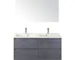 Hornbach Badmöbel-Set Sanox Porto Mineralguss 170x121x51 cm Doppel-Mineralgusswaschbecken 4 Schubladen beton anthrazit mit Spiegel