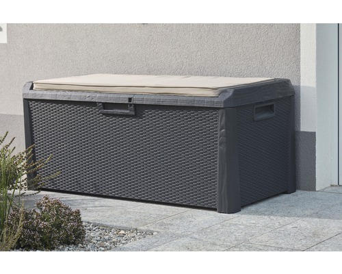 Aufbewahrungsbox mit Sitzauflage Kunststoff 148x72x65 cm anthrazit