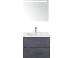 Badmöbel-Set Sanox Porto Keramik 170x71x51 cm Keramikwaschbecken Beton anthrazit mit LED-Beleuchtung