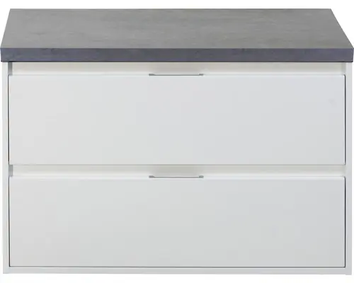 Waschbeckenunterschrank Sanox Porto 59x90x50 cm mit Waschtischplatte weiß hochglanz/beton anthrazit