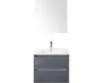 Hornbach Badmöbel-Set Sanox Dante Keramik 170x61x46 cm Keramikwaschbecken Beton anthrazit mit Spiegelschrank
