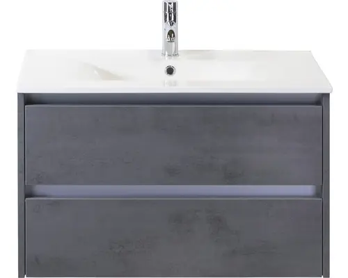 Waschbeckenunterschrank Sanox Dante Keramik 52x81x46 cm mit Keramikwaschbecken Beton anthrazit