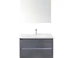 Hornbach Badmöbel-Set Sanox Dante Keramik 170x81x46 cm Keramikwaschbecken Beton anthrazit mit Spiegel