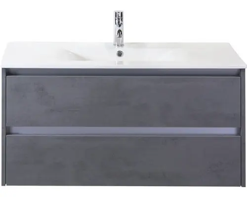 Waschbeckenunterschrank Sanox Dante Keramik 52x101x46 cm mit Keramikwaschbecken Beton anthrazit