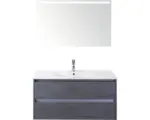 Hornbach Badmöbel-Set Sanox Dante Keramik 170x101x46 cm Keramikwaschbecken Beton anthrazit mit LED-Beleuchtung