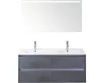 Hornbach Badmöbel-Set Sanox Dante Keramik 170x121x46 cm Doppel-Keramikwaschbecken Beton anthrazit mit LED-Beleuchtung