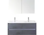 Hornbach Badmöbel-Set Sanox Dante Keramik 170x121x46 cm Doppel-Keramikwaschbecken Beton anthrazit mit Spiegelschrank