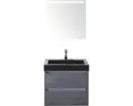 Hornbach Badmöbel-Set Sanox Dante Naturstein 170x61x45,5 cm Natursteinwaschbecken Beton anthrazit mit LED-Beleuchtung