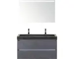 Hornbach Badmöbel-Set Sanox Dante Naturstein 170x101x45,5 cm Doppel-Natursteinwaschbecken Beton anthrazit mit LED-Beleuchtung