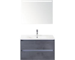 Badmöbel-Set Sanox Dante Keramik 170x81x46 cm Keramikwaschbecken Beton anthrazit mit LED-Beleuchtung