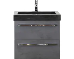 Waschbeckenunterschrank Sanox Seville Naturstein 170x61x45,5 cm mit Naturstein Beton anthrazit