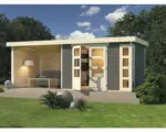 Hornbach Gartenhaus Karibu Naomi inkl. Schleppdach Fenster 557 x 246 cm terragrau