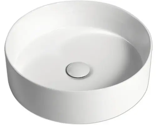 Aufsatzwaschbecken Jungborn Imion rund inkl. keramischen Ablaufventil 40x40 cm weiß