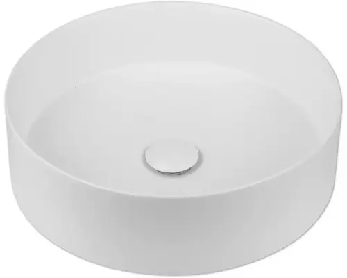Aufsatzwaschbecken Jungborn Amion rund inkl. keramischen Ablaufventil 40x40 cm weiß matt