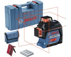 Linienlaser Bosch Professional GLL 3-80 inkl. 4 x Batterie (AA), Laserzieltafel im Handwerkerkoffer