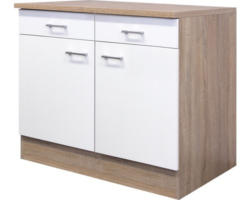 Unterschrank Flex Well Samoa/Murano weiß/Eiche 100x85x60 cm mit Drehtür