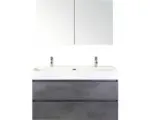 Hornbach Badmöbel-Set Sanox Maxx XL Keramik 183x121x45,5 cm Doppel-Keramikwaschbecken beton anthrazit mit Spiegelschrank