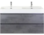 Hornbach Waschbeckenunterschrank Sanox Maxx XL Keramik 73x121x45,5 cm mit Doppel-Keramikwaschbecken 2 Becken beton anthrazit