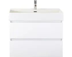 Waschbeckenunterschrank Sanox Maxx XL Keramik 73x81x45,5 cm mit Keramikwaschbecken weiß hochglanz