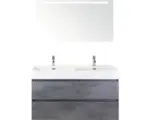 Hornbach Badmöbel-Set Sanox Maxx XL Keramik 183x121x45,5 cm Doppel-Keramikwaschbecken 2 Becken beton anthrazit mit LED-Beleuchtung