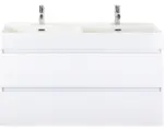 Hornbach Waschbeckenunterschrank Sanox Maxx XL Keramik 73x121x45,5 cm mit Doppel-Keramikwaschbecken 2 Becken weiß hochglanz