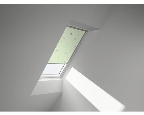 VELUX Verdunkelungsrollo Kids grüne Sterne manuell Rahmen weiß DKL PK08 4661SWL