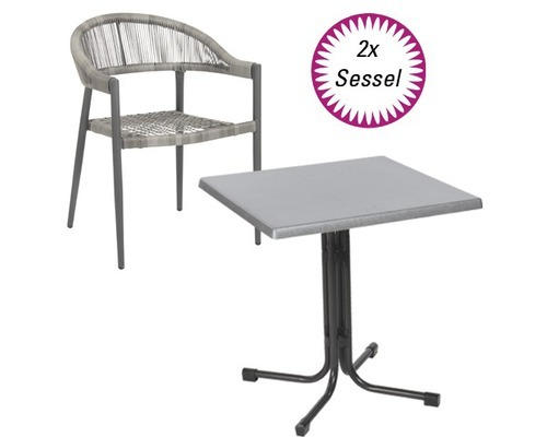 Balkonset Acamp 2 -Sitzer bestehend aus: 2 Sessel,Tisch Aluminium Textil Kunststoff anthrazit grau