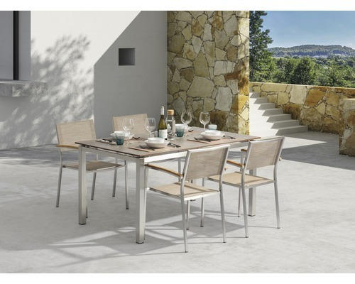 Gartenmöbel Set Skye Edelstahl 5 teilig beige