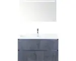 Hornbach Badmöbel-Set Sanox Vogue Keramik 169x101x41 cm Keramikwaschbecken beton anthrazit mit LED-Beleuchtung