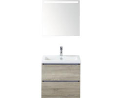 Badmöbel-Set Sanox Vogue Keramik 169x61x41 cm Keramikwaschbecken beton anthrazit mit LED-Beleuchtung eiche grau