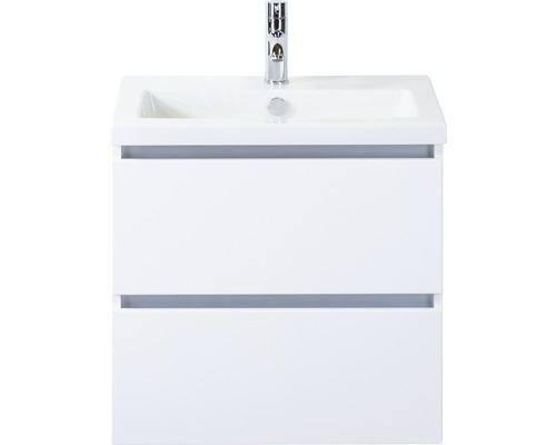 Waschbeckenunterschrank Sanox Vogue Keramik 59x61x41 cm mit Keramikwaschbecken weiß hochglanz