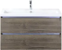 Waschbeckenunterschrank Sanox Vogue Keramik 59x101x41 cm mit Keramikwaschbecken tabacco