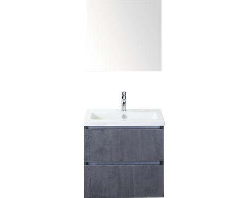 Badmöbel-Set Sanox Vogue Keramik 169x61x41 cm Keramikwaschbecken beton anthrazit mit Spiegel