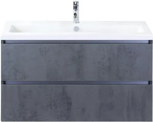 Waschbeckenunterschrank Sanox Vogue Keramik 59x101x41 cm mit Keramikwaschbecken beton anthrazit