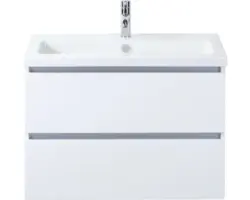 Waschbeckenunterschrank Sanox Vogue Keramik 59x81x41 cm mit Keramikwaschbecken weiß hochglanz