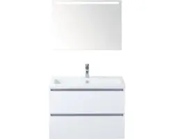Badmöbel-Set Sanox Vogue Keramik 169x81x41 cm Keramikwaschbecken weiß hochglanz mit LED-Beleuchtung